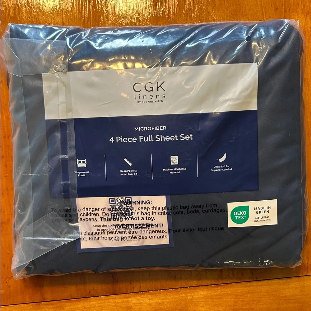 CGK Linens Full Size Navy Blue Deep Pocket Microfiber 4 Piece Sheet Set